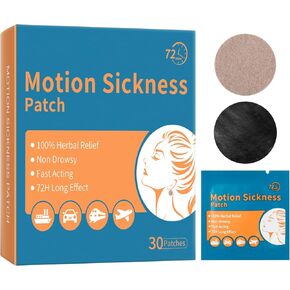 30 Count Motion Sickness Patches & Sea Sickness Bands for The Relief of Nausea and Vertigo in Adults and Kids from Travel of Cars, Ships, Airplanes & Other Forms of Transport Movement