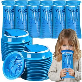 YGDZ 30 Pack Vomit Bags Disposable for Kids, 800ml Disposable Emesis Bag – Leak Resistant, Portable, Medical-Grade Barf, Puke, Throw Up Bags for Nausea Travel, Motion Sickness, Blue