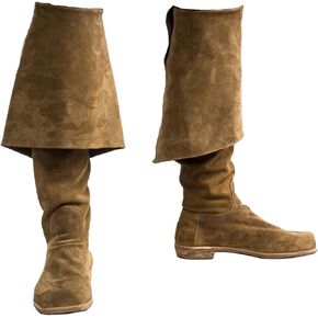 Mens Renaissance Medieval Cosplay Boots Long Boots Pirate Viking Shoes Pull On Mid Calf Gothic Cosplay Shoes