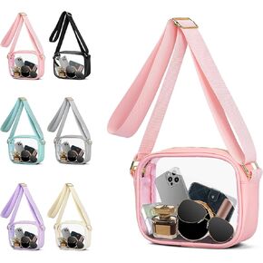 VOROLO Stadium Approved Clear Crossbody Bag,Small See Through Purse Handbag with Adjustable Shoulder Strap for Sports Black