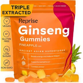 Ginseng Gummies for Adults | Korean Ginseng Supplement for Men and for Women | 240 mg Red Ginseng Gummy | Energy Gummies for Memory, and Immunity | Reduced Sugar Ginseng Chews, 45 Gummies