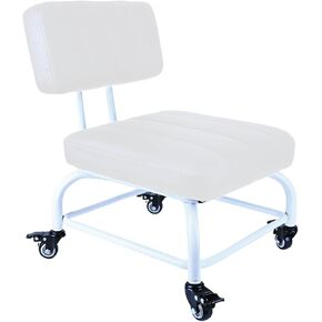 Rolling Stool and 4 Wheels with Brakes Rolling Chair for Home Office Garage Shop Roller Seat Water-Proof High Density Cushion and Steel Black