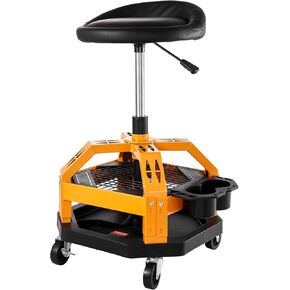 VEVOR Rolling Shop Stool, Heavy-Duty Pneumatic Garage Seat with 300 lbs Capacity, Adjustable Height Roller Creeper Seat, 360° Swivel Padded Workshop Stool with Casters, for Garage, Shop & Auto Repair
