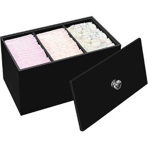 Tampon Box for Bathroom, Tampons and Pads Storage Holder, Women Period Organizer Container, Black
