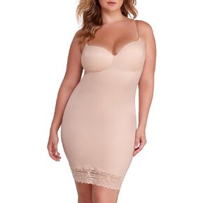 SPANX Assets Red Hot Label by Luxe & Lean Firm Control Lace Slip, Soft Nude, 1X Plus