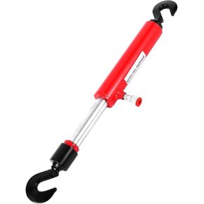 26" 10-Ton Hydraulic Pull Back Ram for Auto Body Repair – Heavy Duty Frame Straightener Cylinder with Swivel Hooks, Compatible with 10-Ton Hydraulic Pump (Red, Carbon Steel)