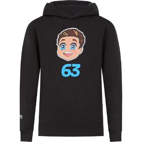 Mercedes AMG Petronas F1 Kids' George Russell Hoodie - Caricature Print, Fleece Lining, Ribbed Cuffs, GR63 Fanwear