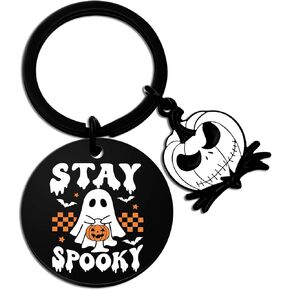 Kids Halloween Gifts Decorations for Kids Spooky Boo Horror Ghost Skeleton Pumpkin Keychain for Women Teen Girls Daughter Daughter Son Sister Brother Friends Goth Decor Stuff