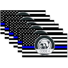 6PCS Thin Blue line Sticker Code 4, American Flag Thin Blue Line Car Decal, Police Support Stickers, American Flag Thin Blue Line Decal, for Cars Trucks Window Laptop