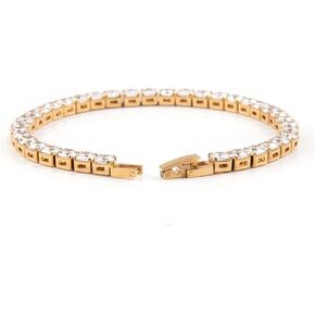 سوار التنس الذهب Moissanite 14k مع تصميم مربع هندسي