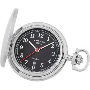 Gotham Men's Stainless Steel Analog Quartz Date Covered Pocket Watch # GWC14125SBK