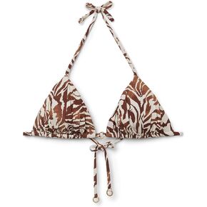 Woman's Triangle Swimsuit Top Brown Zebra