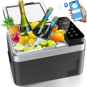 12 Volt Refrigerator, 40QT(37L) Car Fridge, Portable Electric Cooler with APP Control, 12V Cooler -13℉~68℉, Portable Freezer 12/24V DC 110-240V AC for Camping, Travel, Truck, Home