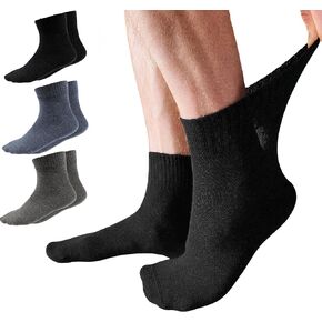 Cotton Diabetic Socks for Women & Men - Neuropathy Socks Non Binding Ankle Socks Loose Fit, 3 Pairs Size 9-11