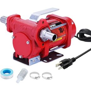 TOPWAY 110V AC Gasoline Fuel Pump 10GPM Self-priming Oil Transfer Pump With Handle, Overheat Protection, Explosion-Proof, Built-in Bypass, for Gasoline Fuel Diesel Kerosene Removal,Red