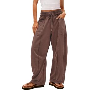 Yanekop Womens Baggy Wide Leg Pants عرضة سروال الصيف الصيفي Palazzo Pants Pantring Weist Pants مع جيوب