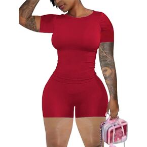 chicyes 2 Piece Sets For Women Summer Two Piece Outfits 2025 Short Sleeve Tops Lounge Matching Shorts Tracksuist