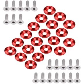 for Fancy Washers Gorgeri 20Pcs Aluminum Bumper/Washer Red Engine Bay Dress Up Fastener Kit CNC Billet Engine Bay Dress Up Kit
