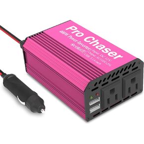 Pro Chaser 400W Power Inverters for Vehicles - DC 12v to AC 110v Car Inverter Converter, 6.2A Dual USB Charging Ports, Dual AC Adapter for Laptops Air Compressor, PCIV407-PINK