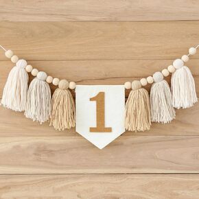 Handmade Boho 1st Birthday High Chair Banner Party Decoration For Girl Baby Shower Wall Hangings Decorative For Kids Bedroom