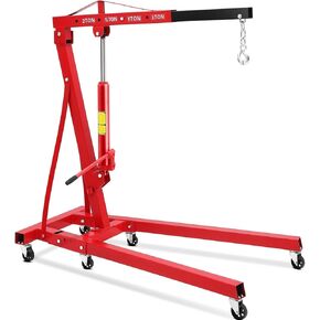 2 Ton Folding Hydraulic Engine Hoist with Lever - 4400 Lbs Cherry Picker Shop Crane, Hydraulic Engine Lift with Telescopic Boom, 6 Casters for Garage, Workshop, Auto-Repair, Heavy Duty, Blue