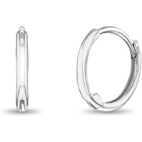 14k White Gold Plain Polished Endless Hoop Earrings For Little Girls and Pre-Teens 9mm - Simple Polished Jewelry for Young Girls - Children's Jewelry for Everyday or Formal Events