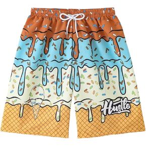 شورت Soly Hux Boy's Beach Shorts الرباط الخصر المطبوعة جذوع السباحة Summer Beachwear