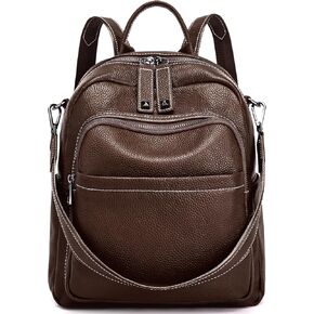 BOYATU Genuine Leather Backpack Purse for Women: Anti Theft Convertible Soft Backpacks - Elegant Womens Travel Backpack (01 Obsidian Black)