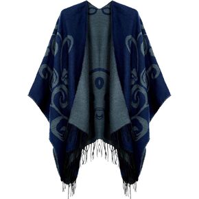 Women's Shawl Wraps Open Front Travel Poncho Cape Warm Oversized Plaid Sweaters Casual Cardigan Shawls