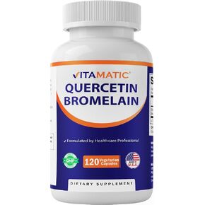 Vitamatic Quercetin with Bromelain – 120 Vegetarian Capsules.