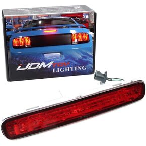 iJDMTOY Smoked Lens Chrome Reflector Full LED 3rd Brake Light Compatible With 2005-2009 Ford Mustang, Powered by 16 Super Bright Red LED Emitters