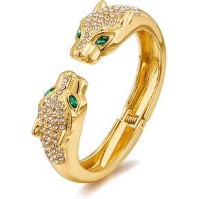 Woworama Gold Panther Bracelets for Women Leopard Head Bangle Bangle Banglets Crystal chunky cuff cuff bracelet leopard leopard bracelet