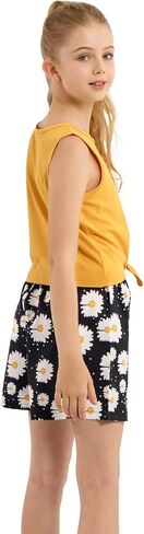 Girl's 2 Piece Outfits Summer Sleeveless Tie Knot Tank Top and Paperbag Waist Girls Shorts Set Clothes Sets 4-12 Years in Saudi Arabia