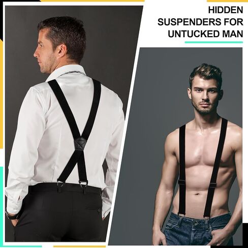 Janmercy 2 Pcs x Back Hidden Suspenders 1.5 Inch Work Suspenders for Men Under Shirt Clothing in Saudi Arabia