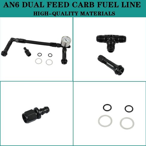 AN6 Dual Feed Carb Fuel Line Aluminum Braided Fuel Line Kit With Pressure Gauge For Holley 4150 Carburetor in Saudi Arabia