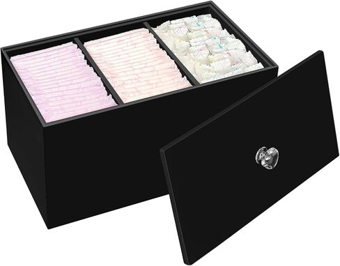 Tampon Box for Bathroom, Tampons and Pads Storage Holder, Women Period Organizer Container, Black in Saudi Arabia