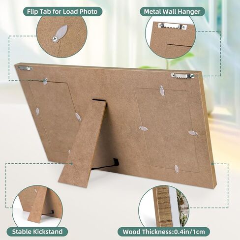 ZEEYUAN 4x6 Picture Frame Wooden Double Side Rotating 4x6 Photo Frame Rustic Collage Frame for 4x6 Pictures, 4x6 Multiple Family Picture Frame for Desktop in Kuwait