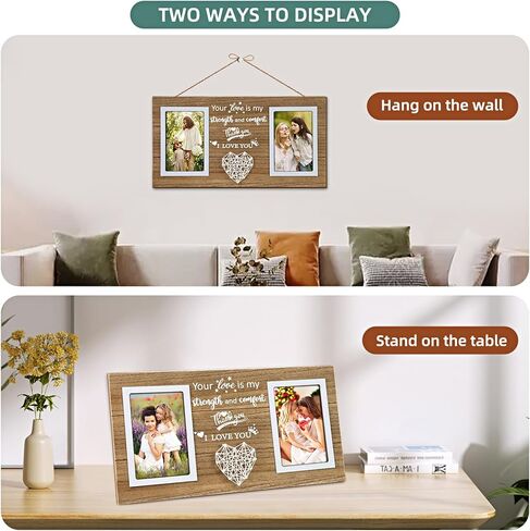 ZEEYUAN 4x6 Picture Frame Wooden Double Side Rotating 4x6 Photo Frame Rustic Collage Frame for 4x6 Pictures, 4x6 Multiple Family Picture Frame for Desktop in Kuwait