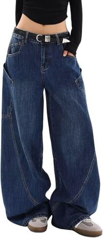 Baggy Jeans for Woman Men High Waisted Barrel Leg Jeans Casual Loose Denim Pants Streetwear Clothes in Saudi Arabia