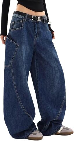 Baggy Jeans for Woman Men High Waisted Barrel Leg Jeans Casual Loose Denim Pants Streetwear Clothes in Saudi Arabia