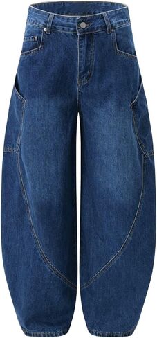 Baggy Jeans for Woman Men High Waisted Barrel Leg Jeans Casual Loose Denim Pants Streetwear Clothes in Saudi Arabia