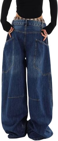 Baggy Jeans for Woman Men High Waisted Barrel Leg Jeans Casual Loose Denim Pants Streetwear Clothes in Saudi Arabia