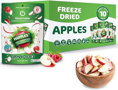 Happles Freeze Dried Apples Variety Pack with Mango, Raspberry, & Strawberry Fruit Powder – 100% Natural, No Added Sugar, Healthy Low Calorie Apple Crisps Snack, No Artificial Flavours (4 Pack) in Saudi Arabia