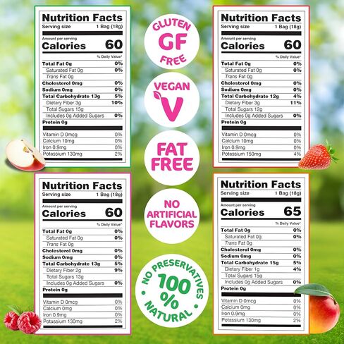 Happles Freeze Dried Apples Variety Pack with Mango, Raspberry, & Strawberry Fruit Powder – 100% Natural, No Added Sugar, Healthy Low Calorie Apple Crisps Snack, No Artificial Flavours (4 Pack) in Saudi Arabia