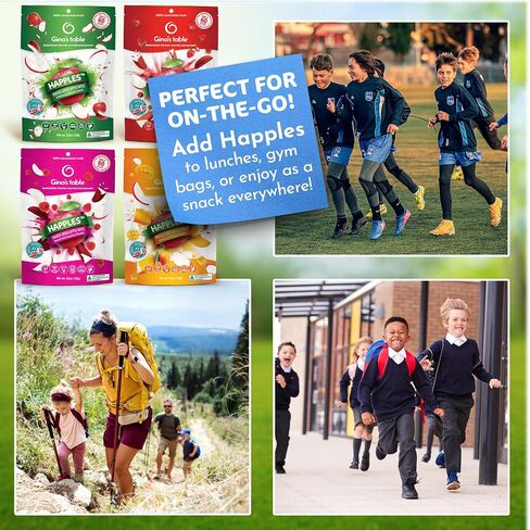 Happles Freeze Dried Apples Variety Pack with Mango, Raspberry, & Strawberry Fruit Powder – 100% Natural, No Added Sugar, Healthy Low Calorie Apple Crisps Snack, No Artificial Flavours (4 Pack) in Saudi Arabia