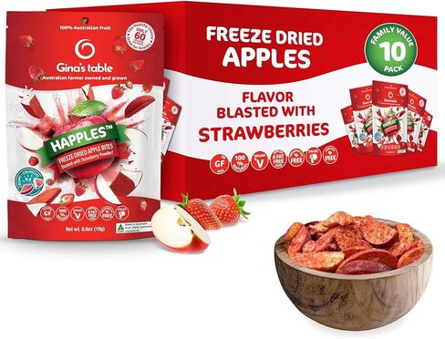 Happles Freeze Dried Apples Variety Pack with Mango, Raspberry, & Strawberry Fruit Powder – 100% Natural, No Added Sugar, Healthy Low Calorie Apple Crisps Snack, No Artificial Flavours (4 Pack) in Saudi Arabia