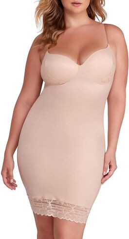 SPANX Assets Red Hot Label by Luxe & Lean Firm Control Lace Slip, Soft Nude, 1X Plus in Saudi Arabia