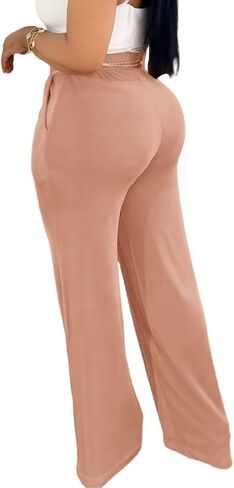 Womens High Waisted Wide Leg Pants Dressy Casual Lightweight Stretchy Loose Pants Trousers Work Business in Saudi Arabia