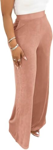 Womens High Waisted Wide Leg Pants Dressy Casual Lightweight Stretchy Loose Pants Trousers Work Business in Saudi Arabia