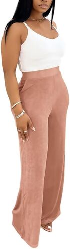 Womens High Waisted Wide Leg Pants Dressy Casual Lightweight Stretchy Loose Pants Trousers Work Business in Saudi Arabia